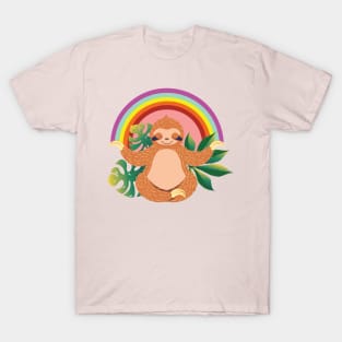 Sloth meditate and rainbow T-Shirt